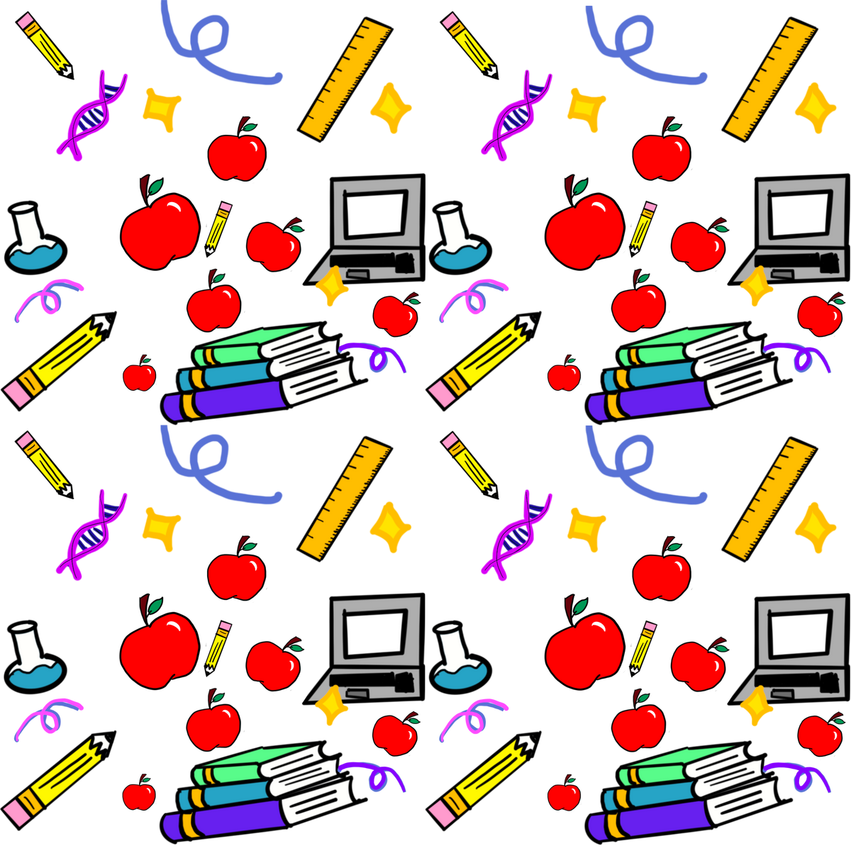 School Supplies Seamless Pattern